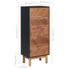 Greatstore Příborník 45 x 32 x 115 cm masivní akáciové dřevo a MDF