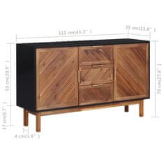 Greatstore Příborník 115 x 35 x 70 cm masivní akáciové dřevo a MDF