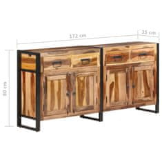 Greatstore Příborník 172x35x80 cm masivní akácie s sheeshamovým povrchem