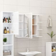 Greatstore Koupelnová skříňka zrcadlo lesklá bílá 80x20,5x64cm dřevotříska