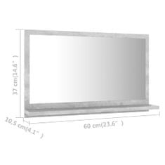 Greatstore Koupelnové zrcadlo betonově šedé 60 x 10,5 x 37 cm dřevotříska