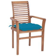 Petromila Jídelní židle 4 ks světle modré podušky masivní teak