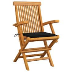 Greatstore Zahradní židle s černými poduškami 4 ks masivní teak