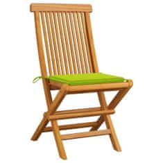 Greatstore Zahradní židle s jasně zelenými poduškami 2 ks masivní teak
