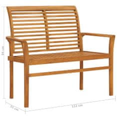 Greatstore Zahradní lavice s poduškou se vzorem listů 112 cm masivní teak