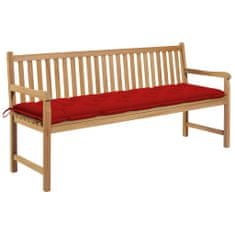 Greatstore Zahradní lavice s vínově červenou poduškou 175 cm masivní teak