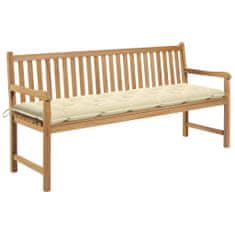 Greatstore Zahradní lavice s krémově bílou poduškou 175 cm masivní teak