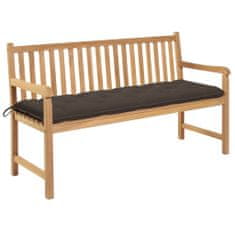 Greatstore Zahradní lavice s taupe poduškou 150 cm masivní teak