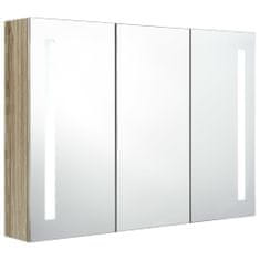 Greatstore LED koupelnová zrcadlová skříňka 89 x 14 x 62 cm dub