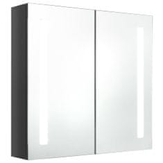 Greatstore LED koupelnová skřínka se zrcadlem zářivě šedá 62 x 14 x 60 cm