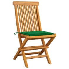 Greatstore Zahradní židle se zelenými poduškami 8 ks masivní teak