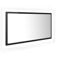 Greatstore LED koupelnové zrcadlo lesklé černé 90x8,5x37 cm dřevotříska