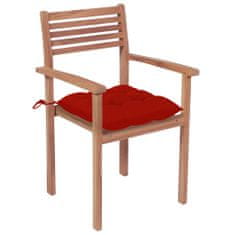 Greatstore Zahradní židle 2 ks červené podušky masivní teak