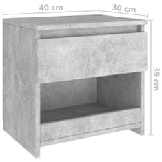 Greatstore Noční stolek betonově šedý 40 x 30 x 39 cm dřevotříska