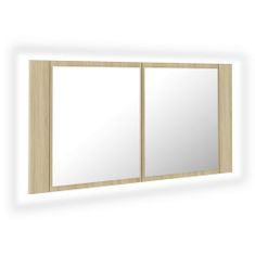 Vidaxl LED koupelnová skřínka se zrcadlem dub sonoma 90 x 12 x 45 cm