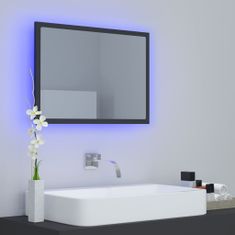 Vidaxl Koupelnové zrcadlo LED šedé 60 x 8,5 x 37 cm dřevotříska