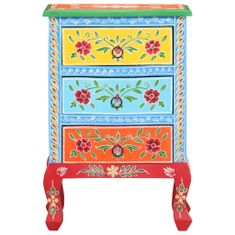 Greatstore Ručně malovaný noční stolek 40 x 30 x 60 cm masivní mangovník