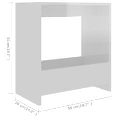 Vidaxl Odkládací stolek bílý s vysokým leskem 50x26x50 cm dřevotříska