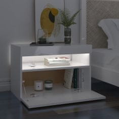 Vidaxl Noční stolek s LED osvětlením 2 ks bílý vysoký lesk 60x35x40cm