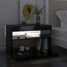 Greatstore Noční stolek s LED osvětlením 2 ks černý vysoký lesk 60x35x40cm