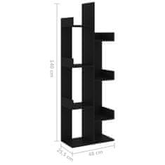 Greatstore Knihovna černá 48 x 25,5 x 140 cm dřevotříska