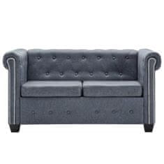 Greatstore Dvousedačka Chesterfield z umělé semišové kůže šedá