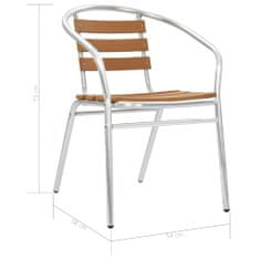 Greatstore Stohovatelné zahradní židle 2 ks hliník a WPC stříbrné