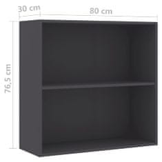 Greatstore 2patrová knihovna šedá 80 x 30 x 76,5 cm dřevotříska