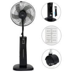 Greatstore Stojanový mlhový ventilátor s dálkovým ovládáním černý