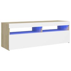 Greatstore TV skříňka s LED osvětlením bílá a dub sonoma 120 x 35 x 40 cm