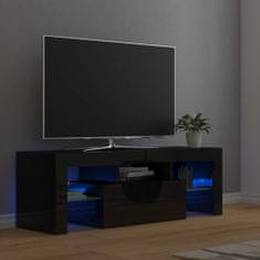 Greatstore TV skříňka s LED osvětlením černá s vysokým leskem 120x35x40 cm