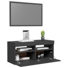 Greatstore TV skříňka s LED osvětlením šedá 90 x 35 x 40 cm