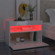 Vidaxl Noční stolek s LED osvětlením 2 ks bílý vysoký lesk 60x35x40cm