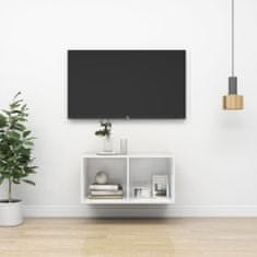 Vidaxl Nástěnná TV skříňka bílá vysoký lesk 37x37x72 cm dřevotříska