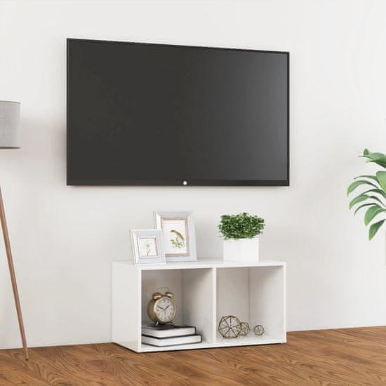 Greatstore TV stolek bílý s vysokým leskem 72 x 35 x 36,5 cm dřevotříska