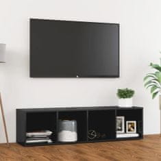 Greatstore TV stolek šedý s vysokým leskem 142,5x35x36,5 cm dřevotříska