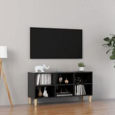 Greatstore TV stolek masivní dřevěné nohy vysoký lesk černý 103,5x30x50cm