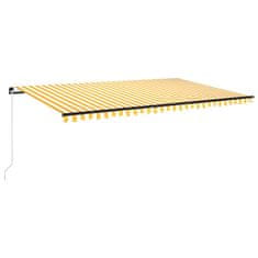 Greatstore Ručně zatahovací markýza s LED světlem 500 x 350 cm žlutobílá