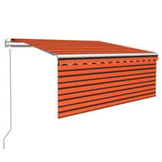 Greatstore Automatická markýza roleta+LED+senzor větru 3,5x2,5 m oranžová