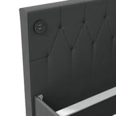 Vidaxl Lehátko s matrací a USB, tmavě šedý samet, 90x200 cm