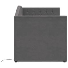 Vidaxl Lehátko s matrací a USB, tmavě šedý samet, 90x200 cm