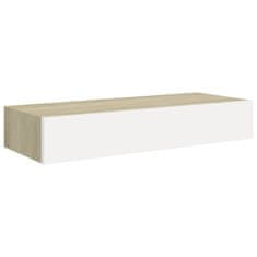 Vidaxl Nástěnné police se zásuvkami 2 ks dub a bílé 60 x 23,5 x 10 cm MDF