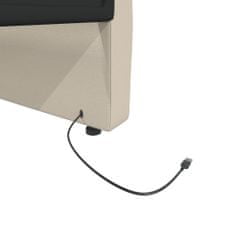 Vidaxl Lehátko s matrací a USB, krémová látka, 90x200 cm