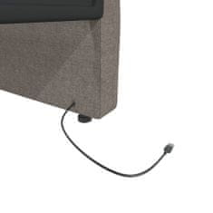 Vidaxl Denní lůžko s matrací a USB, šedá látka, 90x200 cm