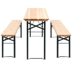 Greatstore Skládací pivní stůl se 2 lavicemi 177 cm borovice