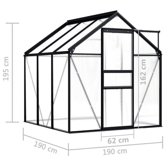 Vidaxl Skleník antracitový hliníkový 3,61 m²