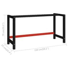 Greatstore Kovový rám pracovního stolu 150 x 57 x 79 cm černá a červená