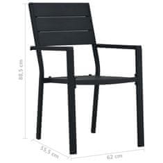 Vidaxl Zahradní židle 4 ks černé HDPE dřevěný vzhled