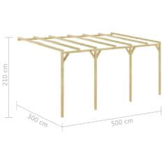 Greatstore Zahradní pergola ke zdi 5 x 3 x 2,1 cm dřevo