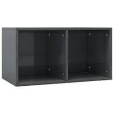 Greatstore Úložný box na LP desky šedý vysoký lesk 71x34x36 cm dřevotříska